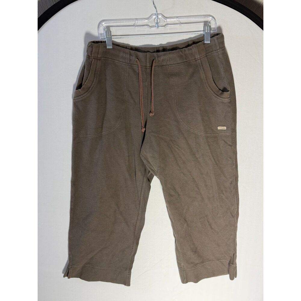 Columbia Women’s L Large Brown Knit Drawstring Capri Pants Cropped Outdoor